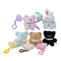 12cm Rabbit Plush Keychain Toys Stuffed Animals Elephant Bear Pig Cat Cloud Key Chain Cute Plushie Toy Keyring Claw Machine Doll