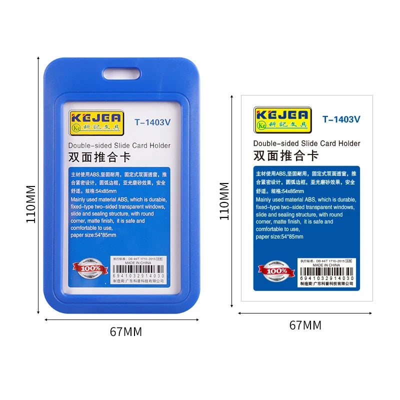 KEJEA New Design 2 Sided Slide ID Credit Card Badge Holders Hard Plastic Protector ID Card Case