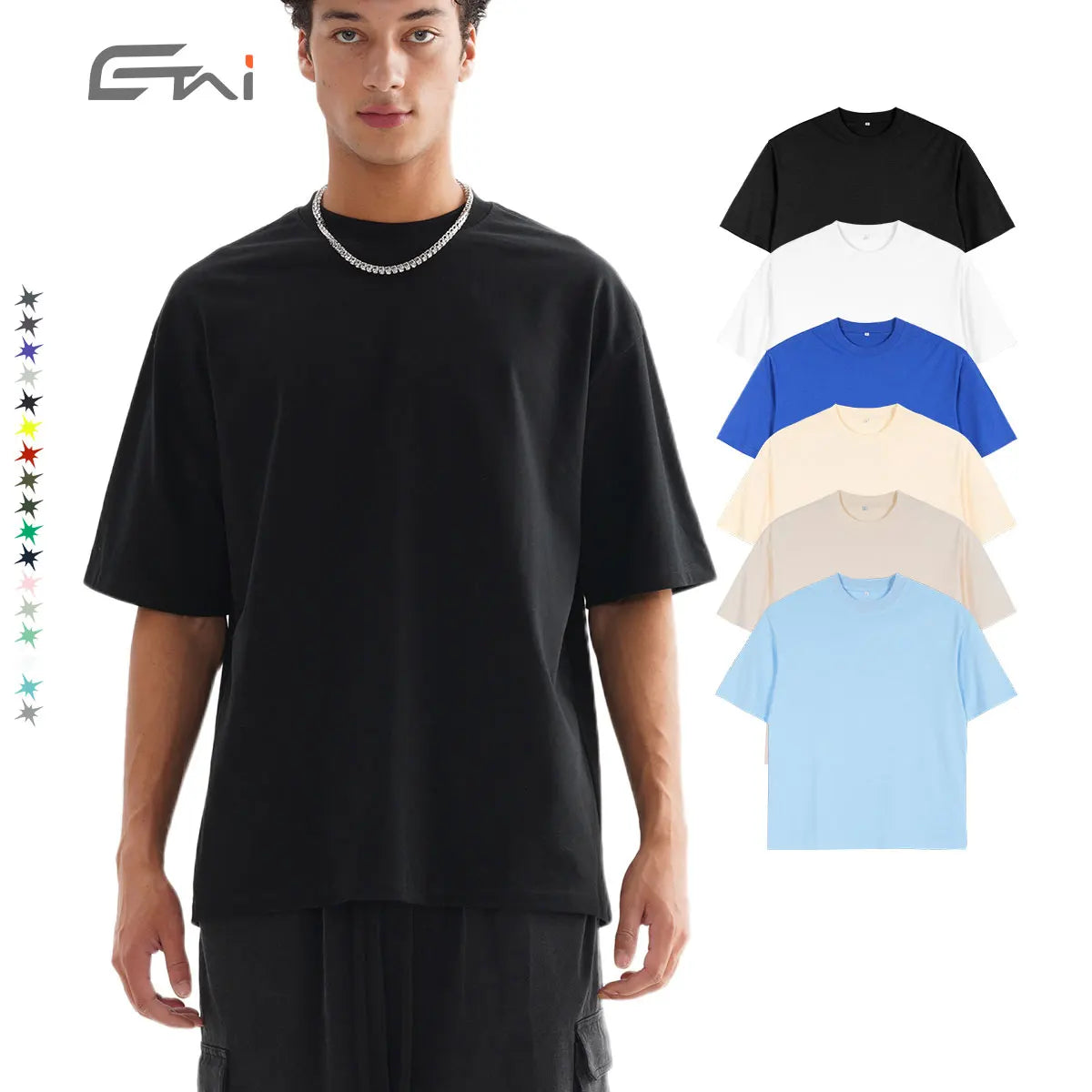 Wholesale Men's Oversized Heavyweight Cotton T-Shirt 100% Cotton Graphic Printed Short Sleeve Custom Embroidered Logo