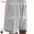Janya Men's Athletic Shorts Summer Gym Activewear Casual Streetwear Breathable Rayon Airy Pockets Running Workout Cargo Shorts