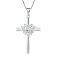 Qingxin Custom Minimalist Women Zirconia Fine Jewelry Dainty 925 Sterling Silver Religious Cross Flower Necklaces
