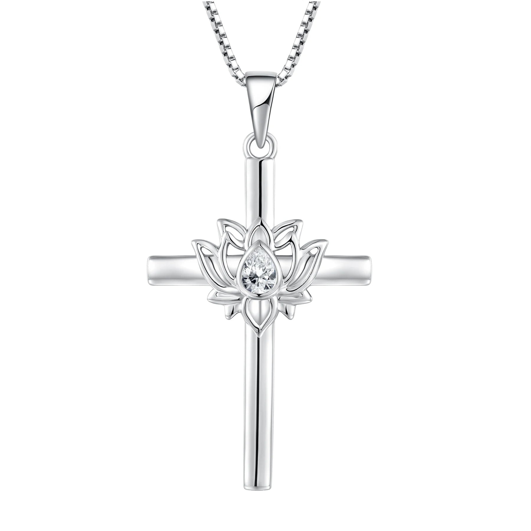 Qingxin Custom Minimalist Women Zirconia Fine Jewelry Dainty 925 Sterling Silver Religious Cross Flower Necklaces