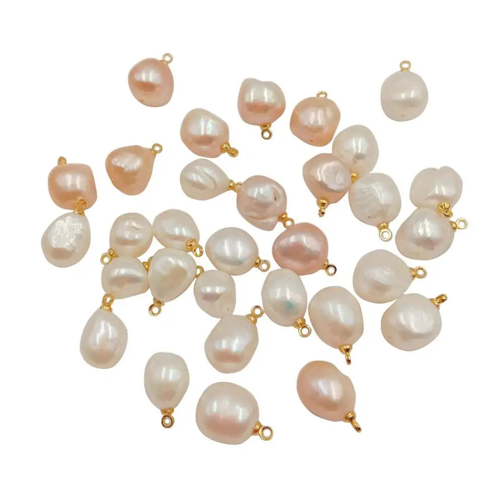 Loose Pearl 9 mm BIg Baroque Charm  Nature Freshwater Pearl With Hanger DIY High Luster PEARL