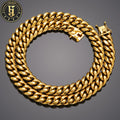 Jewelry Factory Wholesale Price Hip Hop Jewelry 10mm 18K PVD Gold Plated Stainless Steel Mens Miami Cuban Link Chain