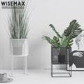 WISEMAX FURNITURE Nordic Home Decor Round Flower Shelf Vase Square White Metal Frame Living Room Table Vase