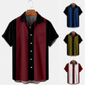 S-4XL 3D Digital Printing Fashion Simple Color Block Men's Casual Short Sleeve Shirt Streetwear
