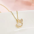 Wholesale NO Fade Stainless Steel 18k Gold Plated Luxury Women Ginkgo Leaf Necklace Shell Small Skirt Necklace