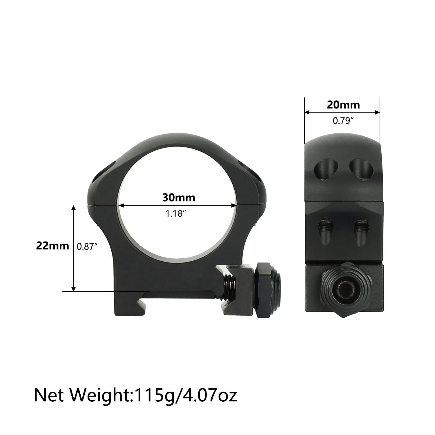 Ohhunt Optics Mount 7075-T6 Aluminum Durable Med Profile 30mm Scope Rings for Hunting Accessories