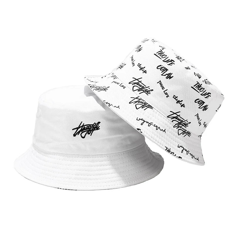 Thug Life Fashion Design Custom Logo All Over Printed and Embroidered Reversible Chapeau Bob Fisherman Bucket Hat