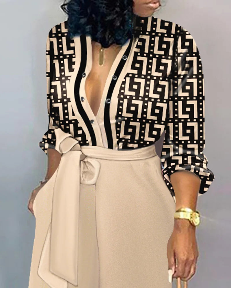 Guangzhou Auyan Women's Plus Size Monogram Print Color Matching Jumpsuit Play Suits