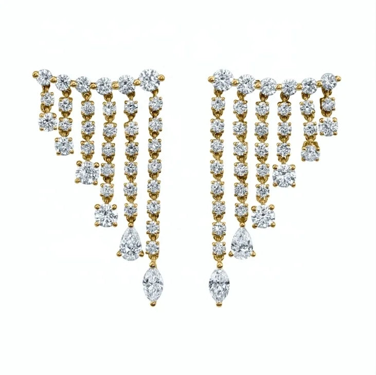 LOZRUNVE 925 Sterling Silver Gold Fashion Party Wedding Luxury Drop Earring Jewelry