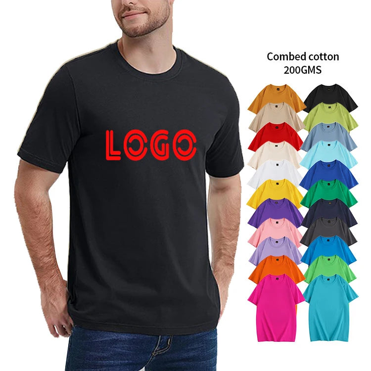 Best Combed Cotton Anti-wrinkle and Anti-pilling Men's t Shirts Custom logo Heavy Weight Plain Round Neck t Shirts