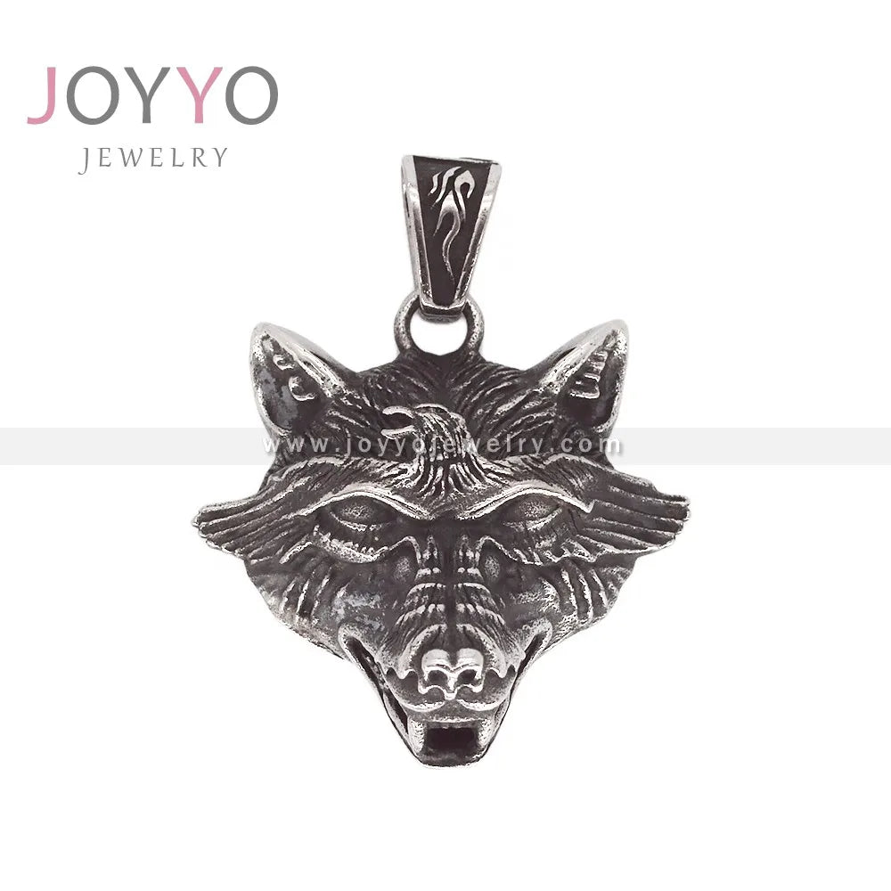 Exquisite Premium Celtic Charm Vintage Men Jewelry Stainless Steel Wolf Head Pendant for Everyday Wear