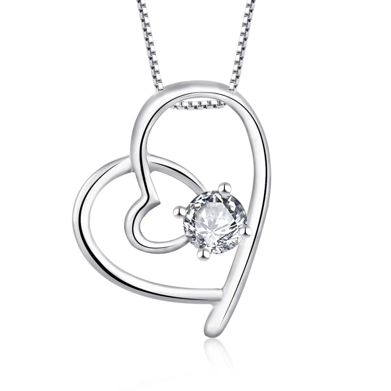 Silver Jewelry Fashion Silver Plated Micro Inlaid Blue White Crystal Big Empty Heart Shape Luxury Zircon Pendant for Women