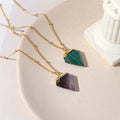 Aimgal Triangle Trend Malachite & Amethyst Pendant Necklace 18K Gold-Plated 925 Silver Natural Gemstone Wholesale Fine Jewelry