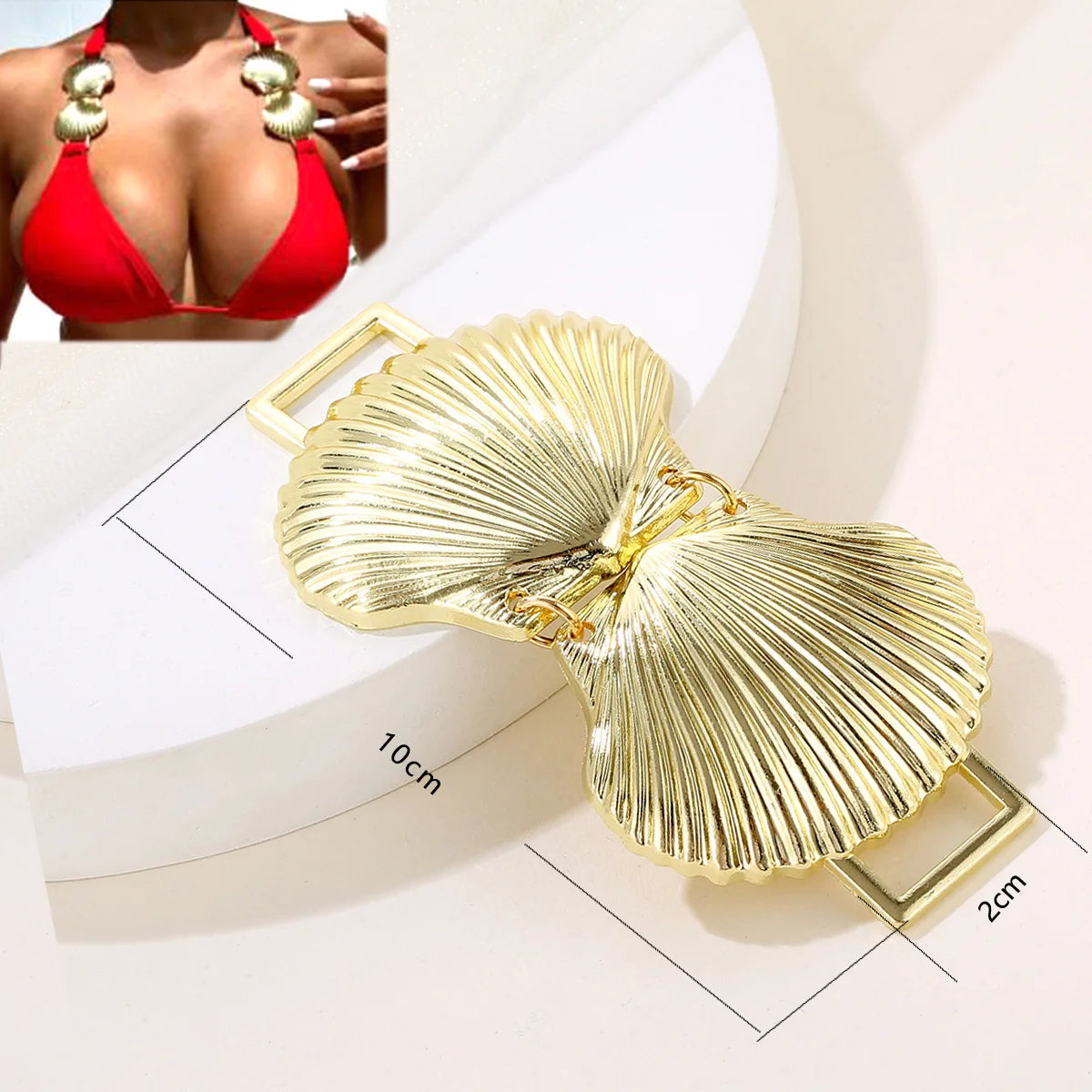 JFS012 New Arrival Gold Metal Shell Shape Bikini Connector Strap for Women Beachwear Accessories