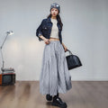 Maden Women's Plaid Skirt Classic Checkered Skirt Temperament A-line Loose Fit Long Slim Umbrella Skirt Bottom Dress Summer RTS