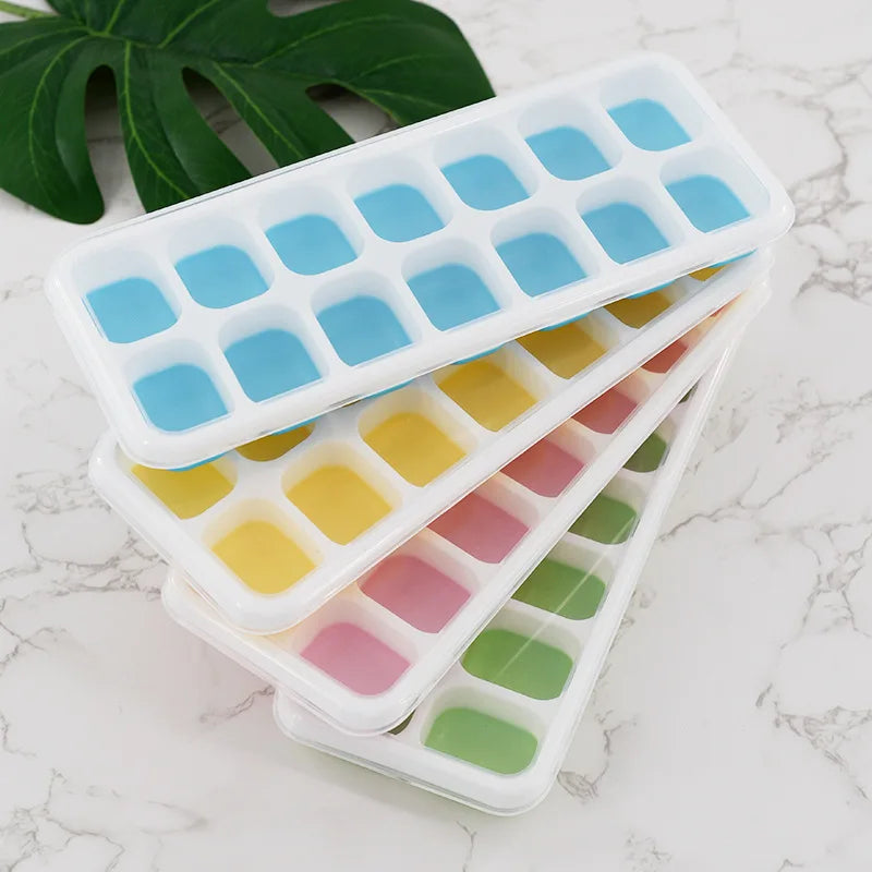 Hot Selling 4-Pack 14 Grids BPA-Free Plastic Ice Cube Tray Eco-Friendly Ice Mold Trays for Ice Cream Making Tools