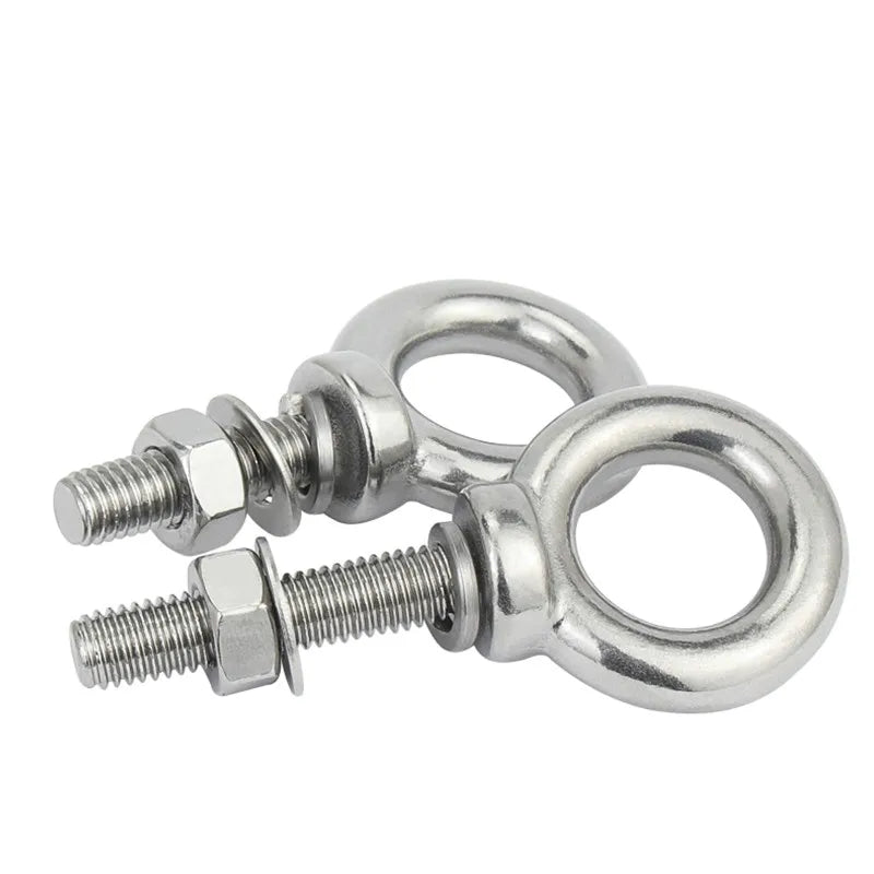 Stainless Steel DIN580 Eye Bolt Lifting Eye Screw M6 M8 M12 SS304 316 Eye Bolt with Hex Nut and Two Washers