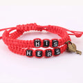 Adjustable Handmade Red Black White Cord His and Hers Lock and Key Charms Bohemian Style Anniversary Couple Bracelets