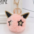 Rabbit Ears Hairball Pom Pom Keychain Cute Rabbit Ears Plush Pendant Imitation Fur Bag Charms Accessories Furry Ball Hanging