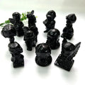 Black Obsidian Cartoon People Figurine Carving Virtual Character Crystal Folk Crafts Healing Stone