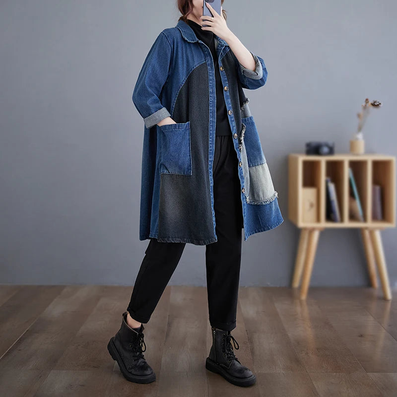 Boutique Wholesale 2026 Autumn New Fashionable Retro Washed Large Denim Casual Loose Slimming Women's Jacket