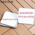 MDFSUB Eco-Friendly 4mm Thick 100mm Square Glossy White Sublimation Wooden Coaster Pad Drink Mats