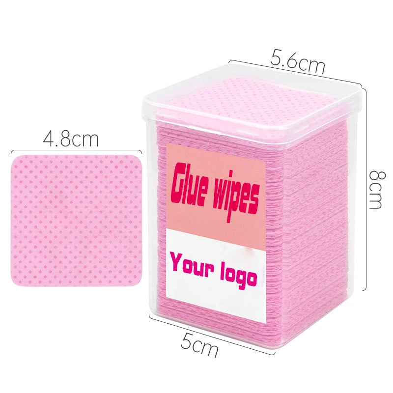 Private Label Eyelash Extensions Glue Wipes/glue Cotton Paper Remover/Wholesale Lint Free Glue Wipes Cotton Wipes