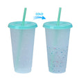 Confetti clear to  24oz pp Cold Color Changing Reusable Tumbler Cold Color Changing Cups
