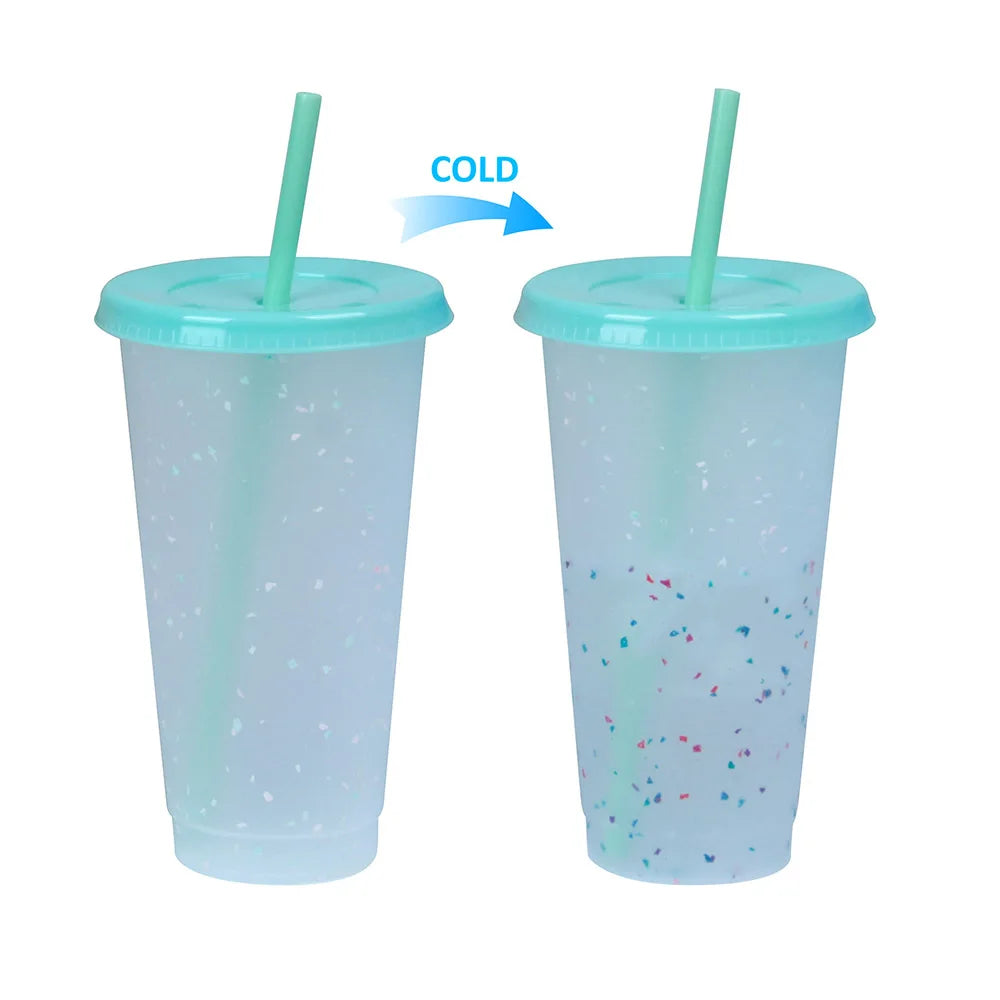 Confetti clear to  24oz pp Cold Color Changing Reusable Tumbler Cold Color Changing Cups