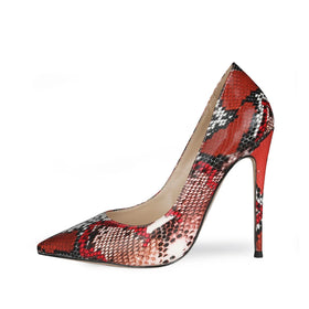 Fashion Luxury Stiletto Shoes With Pointed Toe Snakeskin PU Women's High Heels Pumps for Spring