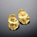 Stainless Steel Irregular Oval Shape Matte Color 18K Gold Plated Tin Foil Hammered Earrings