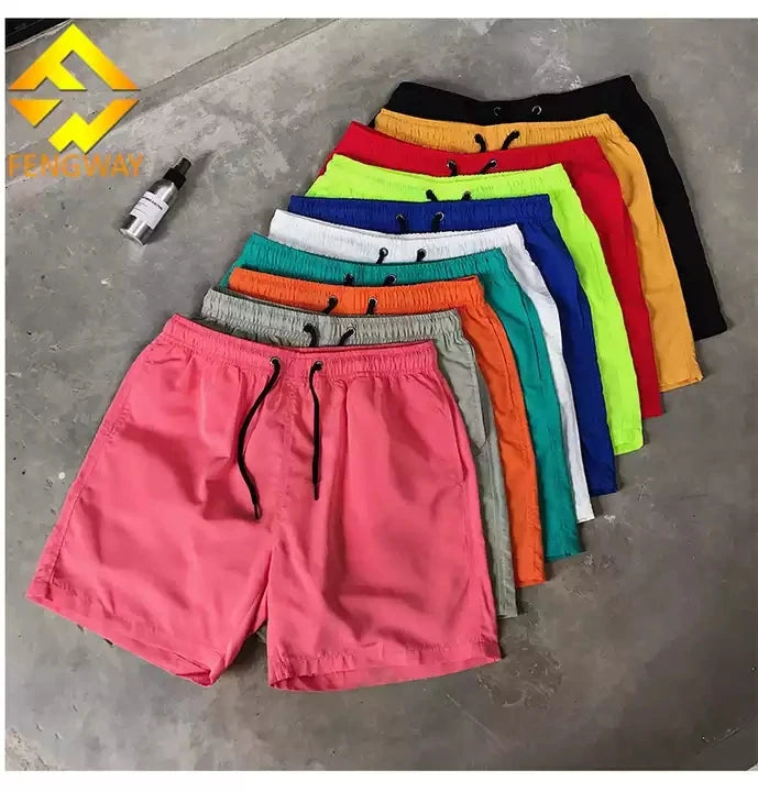 Fengway Custom Factory Cheap Price Men's Casual Mid Waist Breathable Solid Color Summer Beachwear Swim Shorts