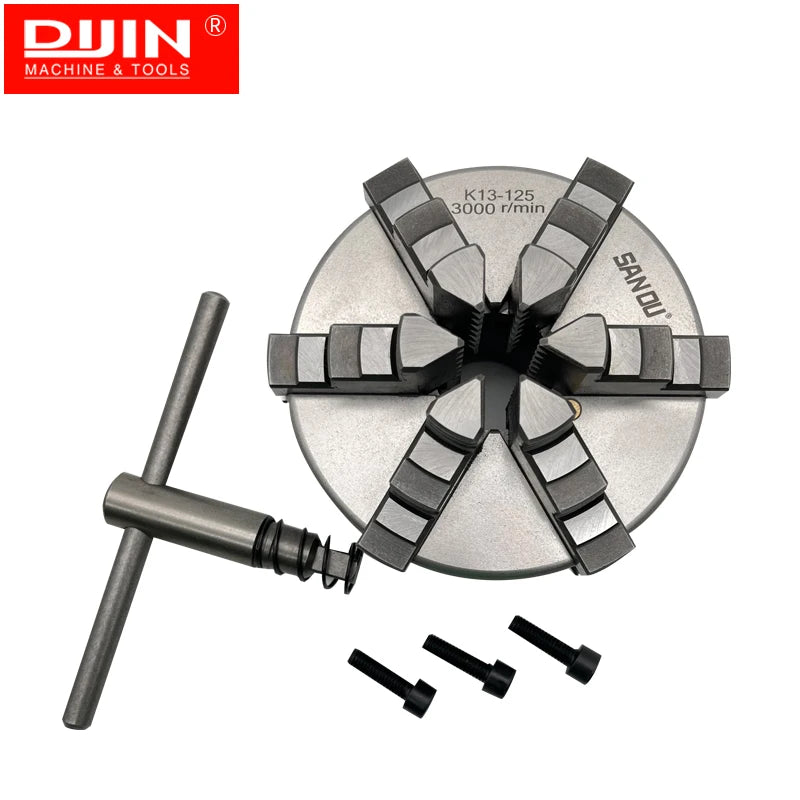 125mm Steel Lathe Chuck 6 Jaw K13-125 Manual Self-Centering High Precision 0.05mm Accuracy