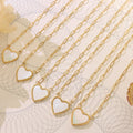 High End 18k Gold Plated Heart Shell Pendant Necklace Heart Chain Trendy Stainless Steel Jewelry Collier Acier Inoxydable Bijoux