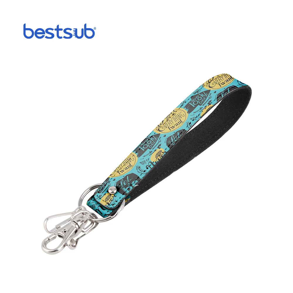 BestSub Wholesale Customization Sublimation PU Leather Strap Key Chain