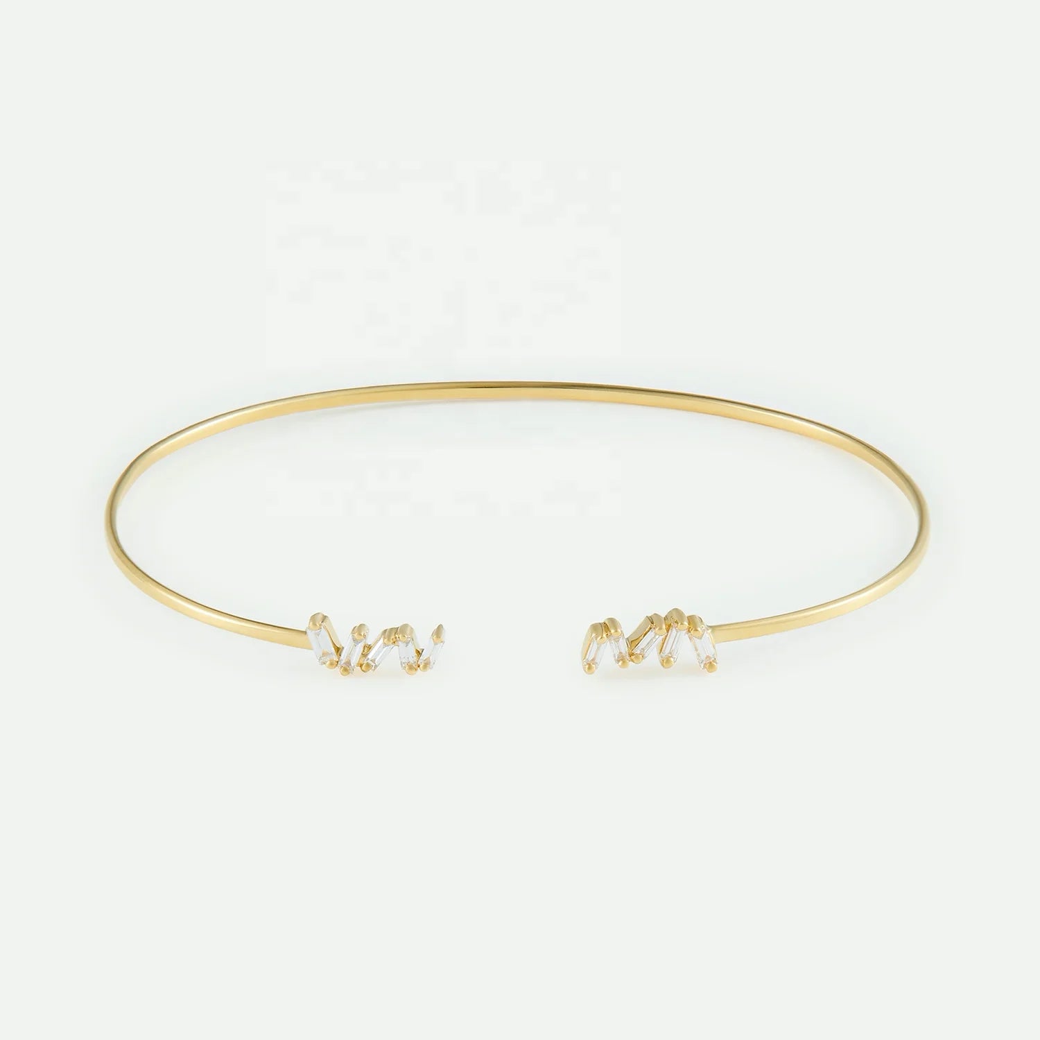 LOZRUNVE Gold Filled Jewelry Baguette Cluster Delicate Stacking Bangle Women 925 Sterling Silver