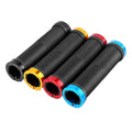 Ergonomic Anti-Skid Damping Rubber Bike Handlebar Grips 1 Pair for Mountain Road and BMX Use Lock-On End Cover