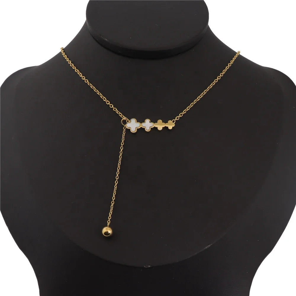 Link Chain Ball Gold Plated Tennis Stainless Steel Cross Necklaces Jewelry Bead Necklace