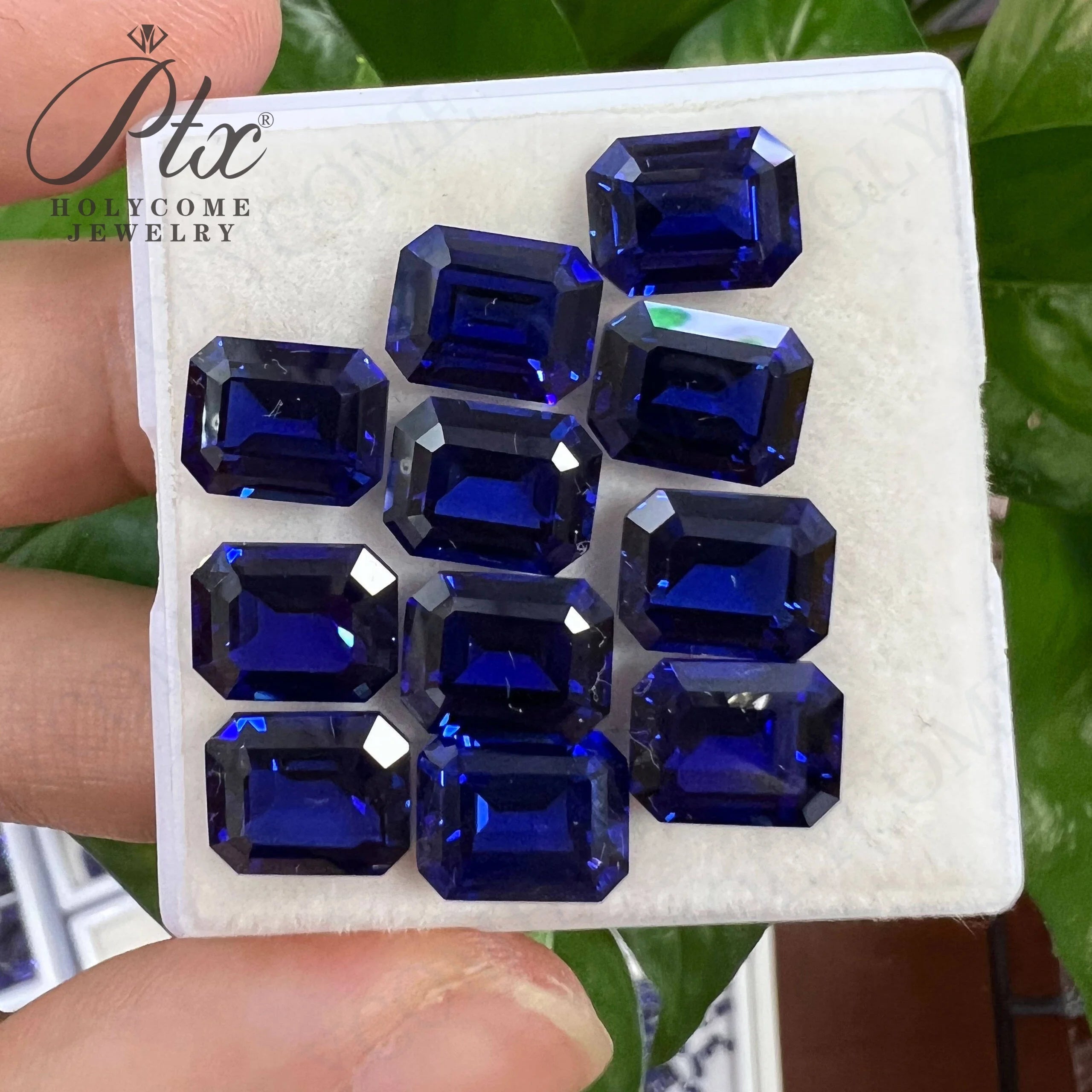 Holycome Lab Grown Emerald Cut Synthetic Sapphire Loose Diamond Blue VVS Grade Certificate Wholesale Factory Direct Sale