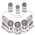 Colorful Crystal Coin Necklaces Earrings Hair Clips Sets Festival Dance Party Jewelry Sets Bohemian Vintage Metal