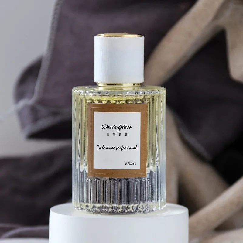 Luxury Parfum Botol 50ml Glass Perfume Bottle Stripe Empty Glass Fragrance Parfum Spray Bottle