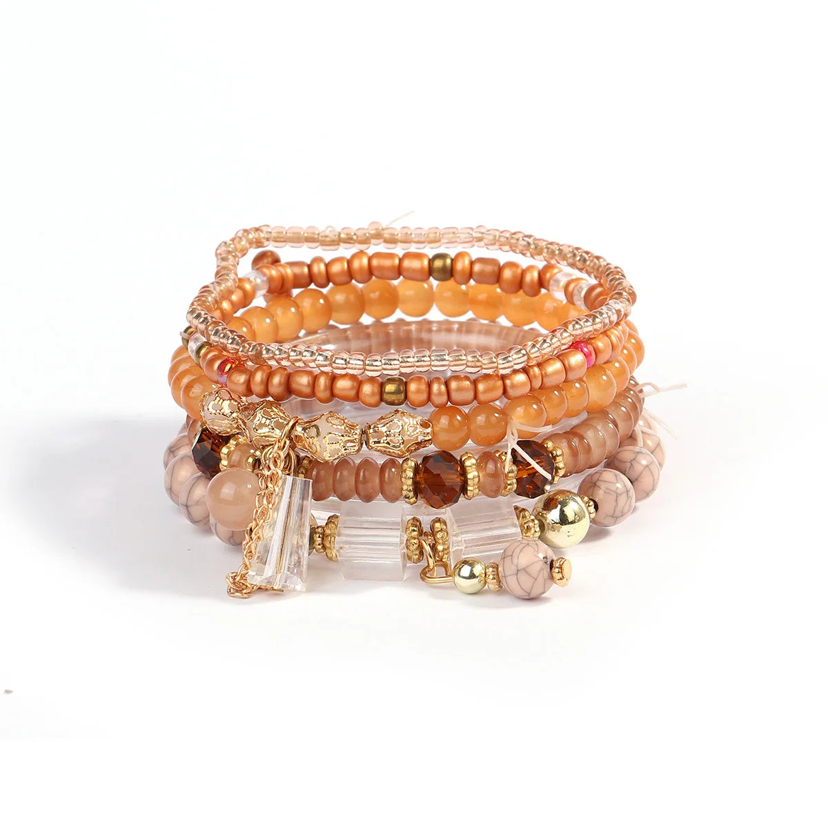 New Trendy Bohemian Bracelet Tassel Crystal Glass Beads Fashion Design Handmade Jewelry Set Wholesale