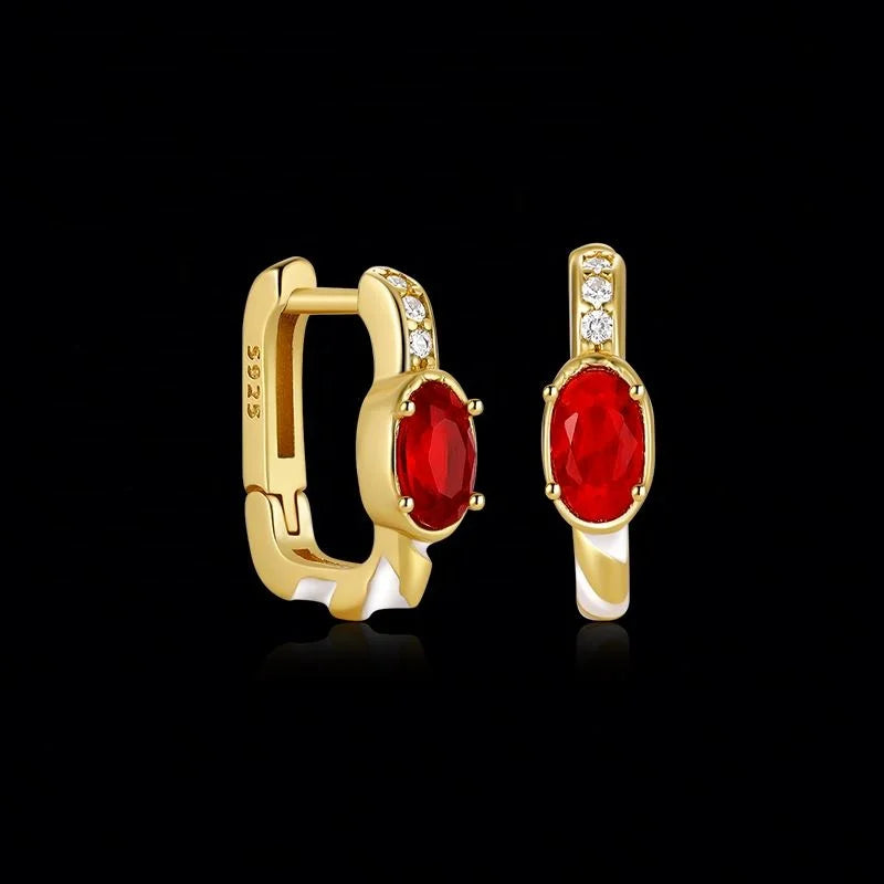 925 Sterling Silver Fine Jewelry Earrings square Shape Striped Enamel Colored Zircon Hoop Earrings for Women