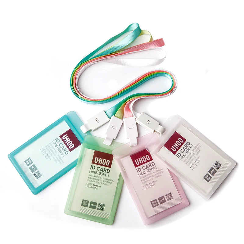 Lebei Transparent School ID Card Holder Candy Color Business Card Badge Reel Protector Made of PP Material