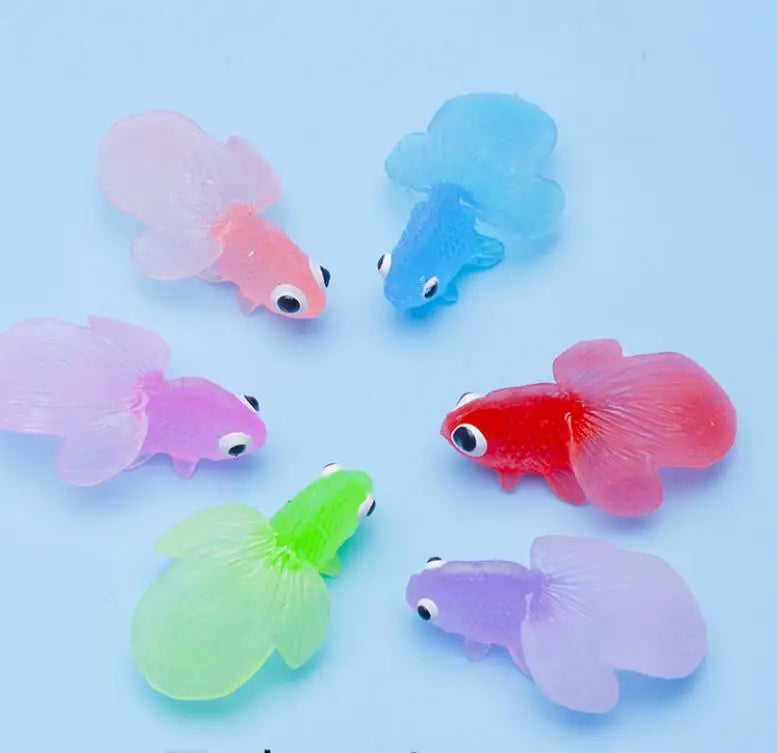 Floating Fish Candy Colors Soft Rubber Goldfish Toys Big Tail Summer Festival Fishing Pool Beach Theme Party Favors