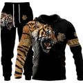 Autumn Winter Men's Clothing 2 Piece Set Custom 3D King Tiger Print Joggers and Hoodies Plus Size Casual Tracksuit Set