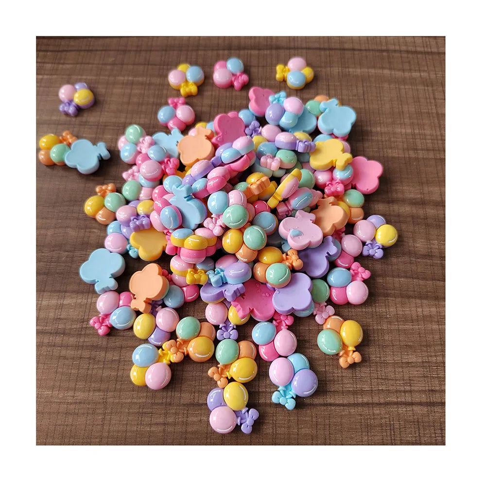 100pcs Colorful Balloon Resin Flatback Cabochon Diy for Kids Hair Bow Center Earrings Keychain Jewelry Findings Slime Charms