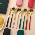 Customizable Logo 304 Stainless Steel Travel Flatware Set Fork Spoon Chopsticks 3 Pcs Set Portable Cutlery Set With Box